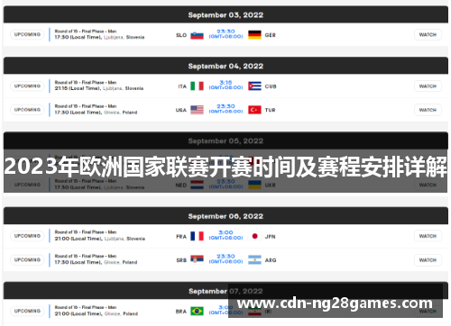 2023年欧洲国家联赛开赛时间及赛程安排详解