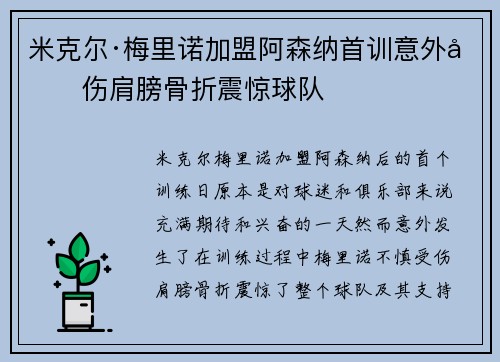 米克尔·梅里诺加盟阿森纳首训意外受伤肩膀骨折震惊球队